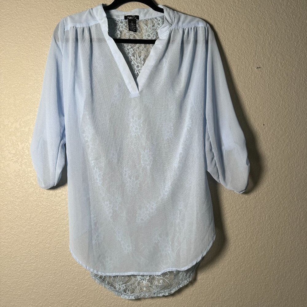 Light Blue Sheer Blouse Size Small